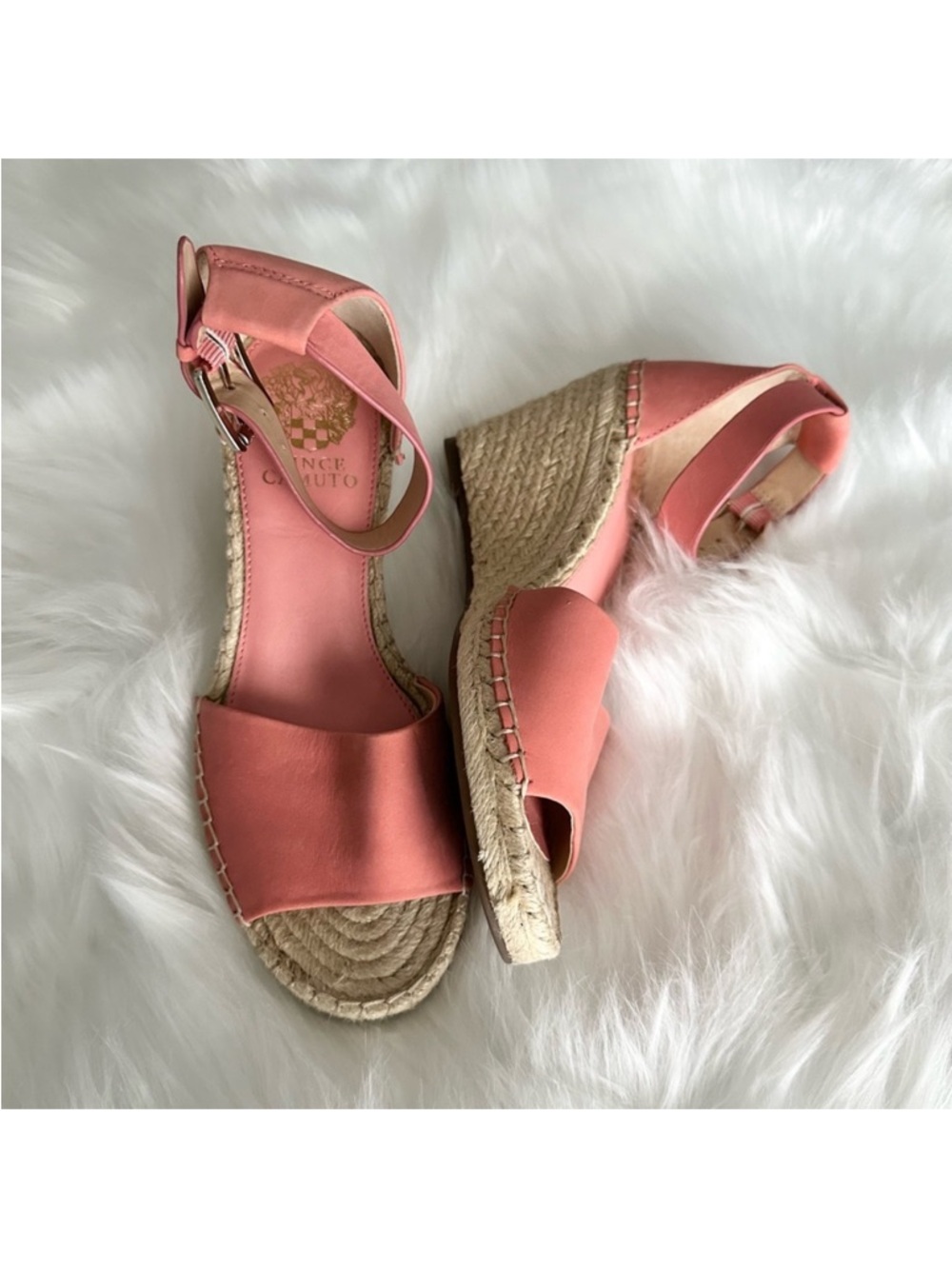 Vince Camuto Wedge Espadrille Sandals - Coral Pink